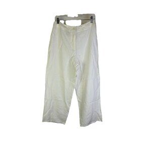 Vintage 90s Irish Linen White Wide Leg Cropped Pants Coastal Beach